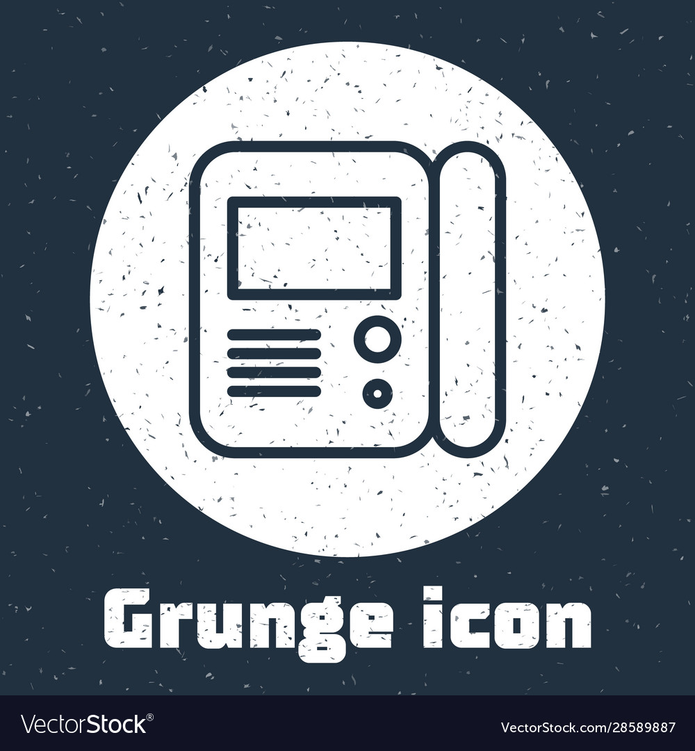Grunge line house intercom system icon isolated vector image Grunge line house intercom system icon isolated