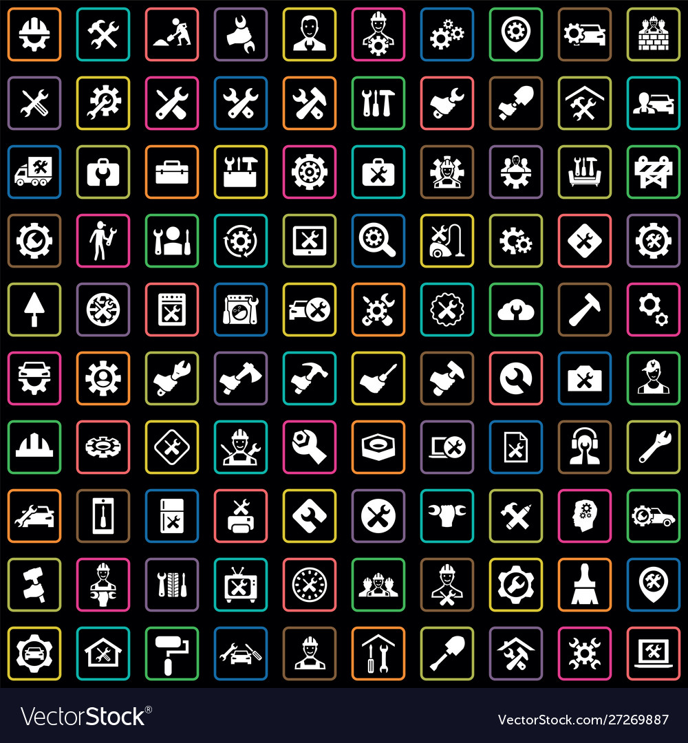 Repair 100 icons universal set for web and ui