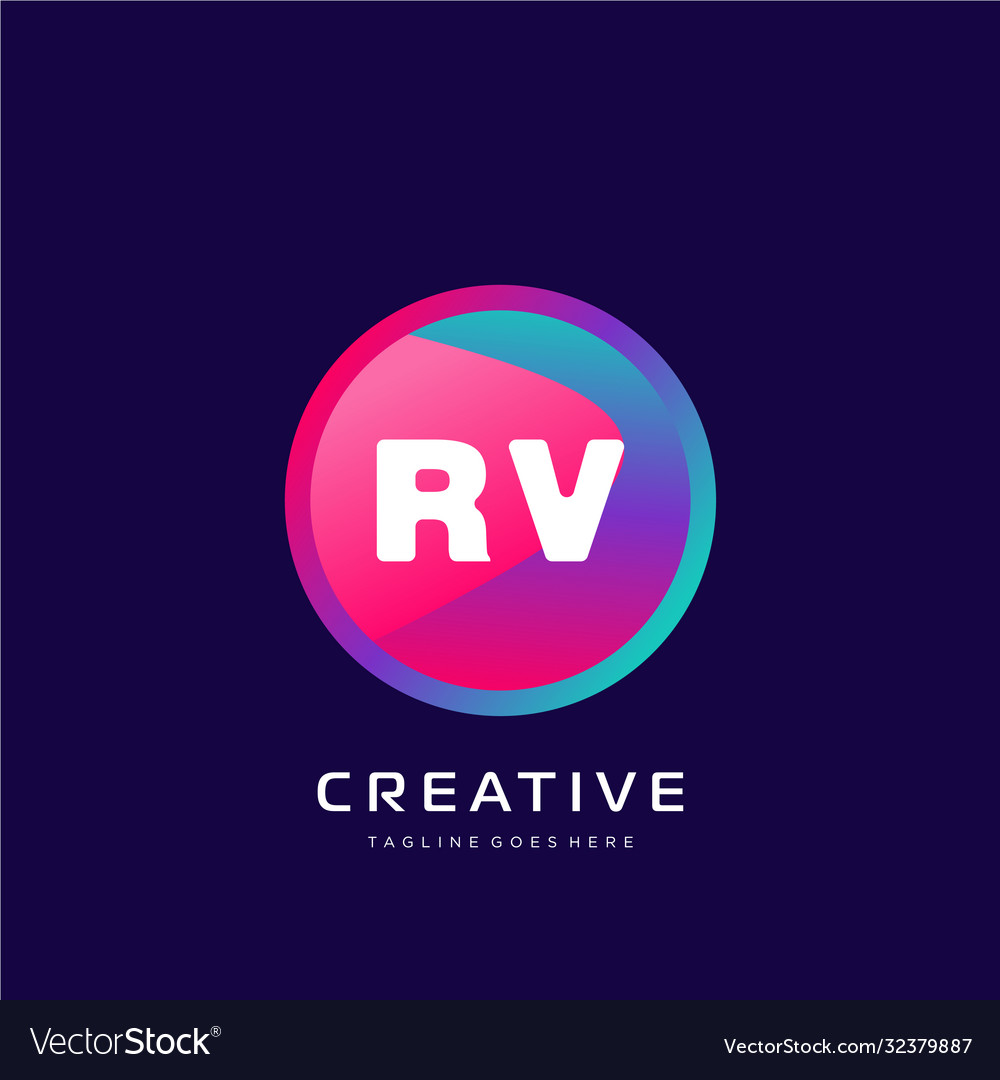 Rv initial logo with colorful template Vector Image Rv initial logo with colorful template