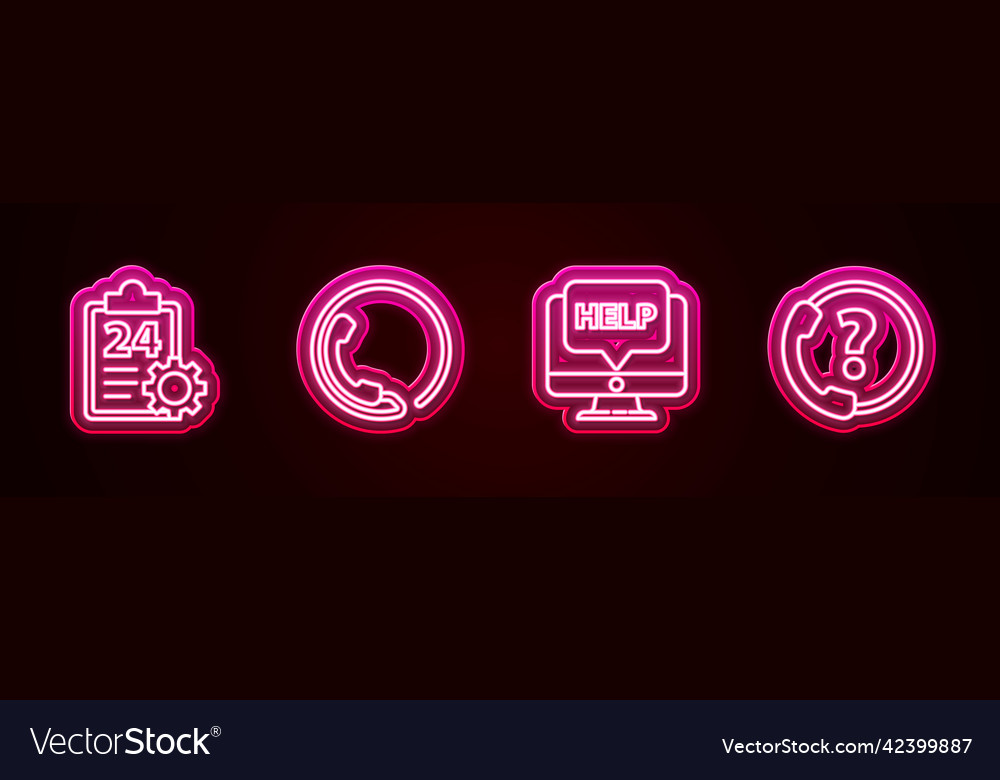 Set line checklist with 24 hours service vector image Set line checklist with 24 hours service