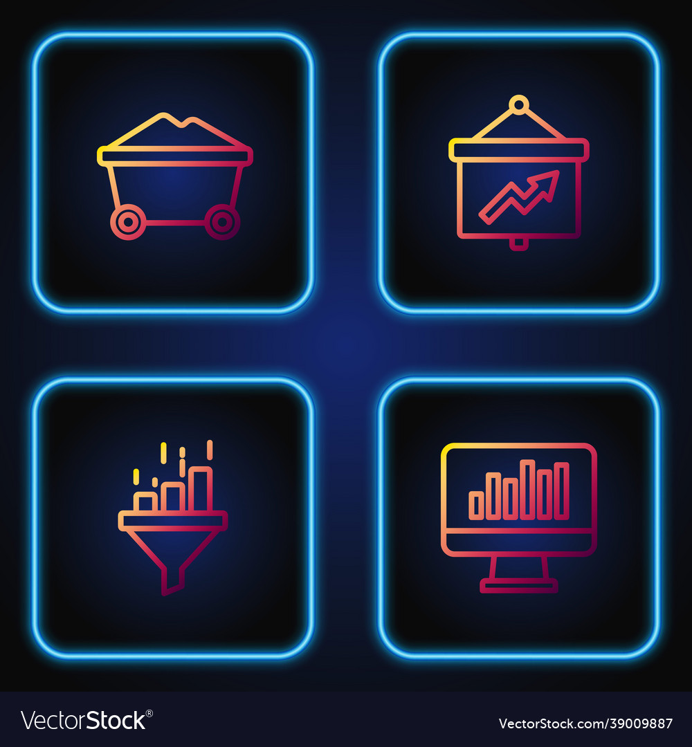 Linienmonitor mit Diagramm-Vertriebstrichter einstellen vector image Linienmonitor mit Diagramm-Vertriebstrichter einstellen