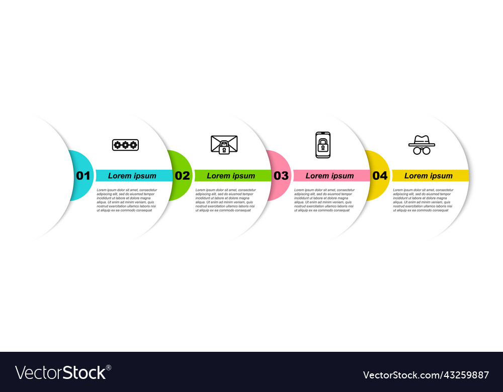 Set line password protection mail message lock vector image Set line password protection mail message lock