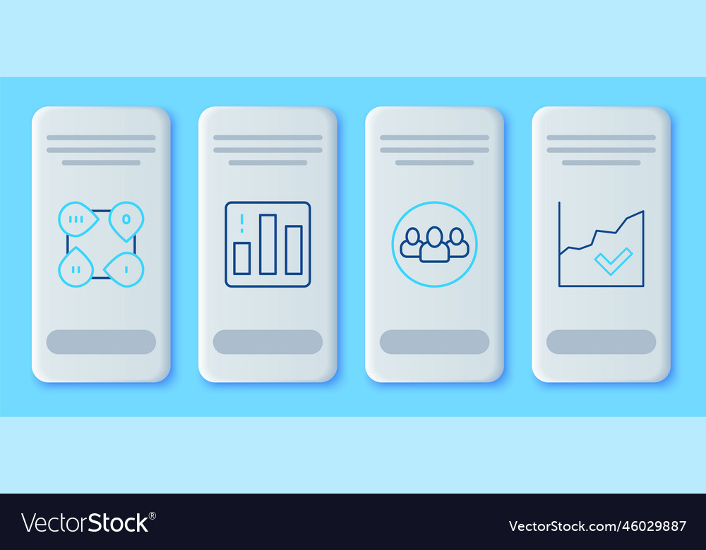 Set line pie chart infographic project team base vector image Set line pie chart infographic project team base