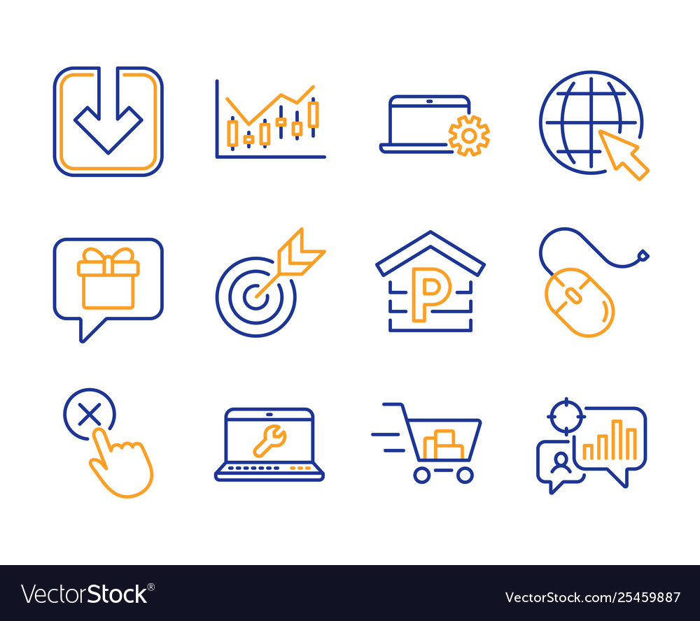 Target notebook service and wish list icons set