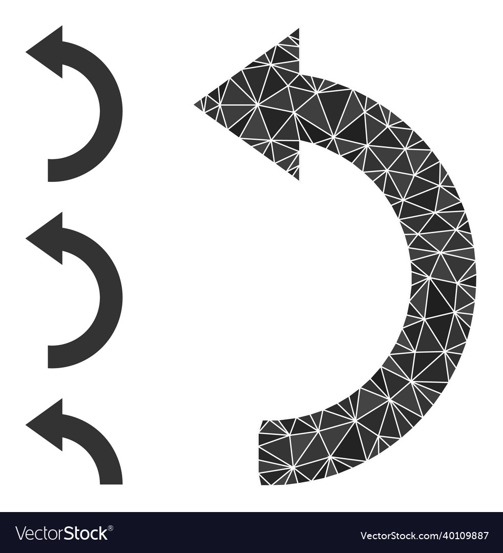 Triangle filled rotate left icon with other vector image Triangle filled rotate left icon with other