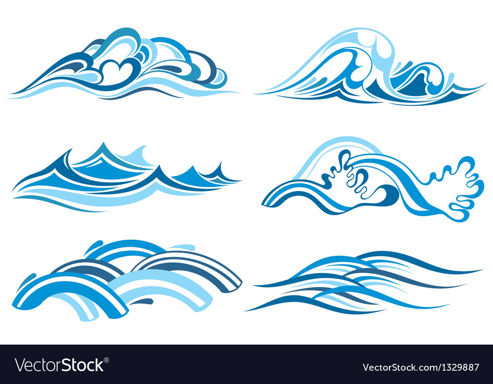 Wave collection Royalty Free Vector Image - VectorStock