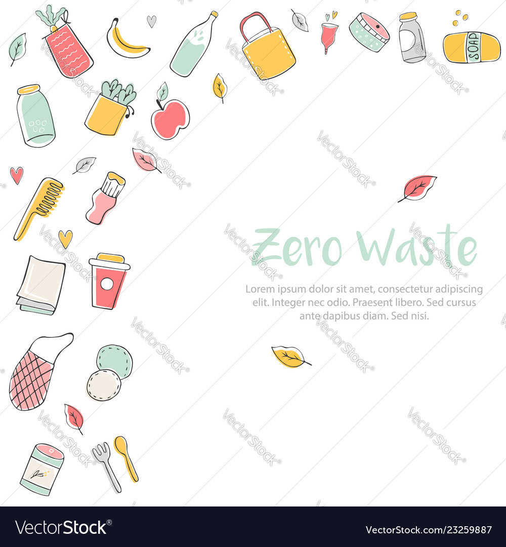 Zero waste banner with hand drawn elements