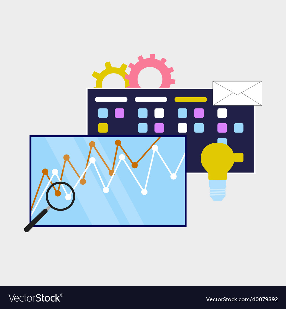 Analysis and research chart statistic report vector image Analysis and research chart statistic report