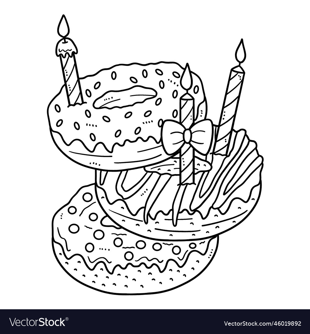 Birthday stack of donuts with candle isolated