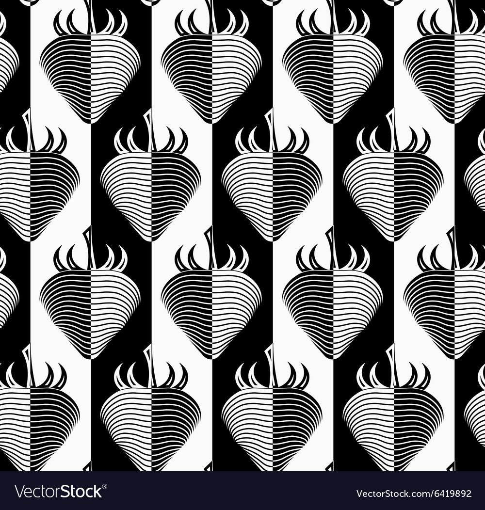 Black and white striped strawberry Royalty Free Vector Image