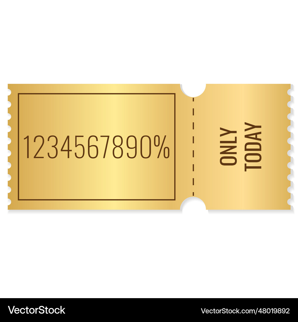 Blank golden coupon or ticket sticker Royalty Free Vector