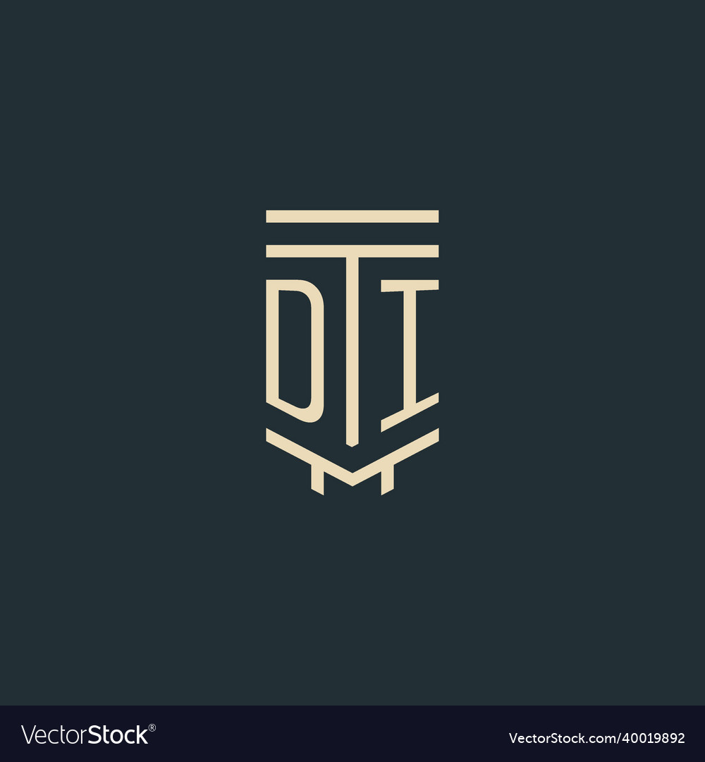 Di initial monogram with simple line art pillar