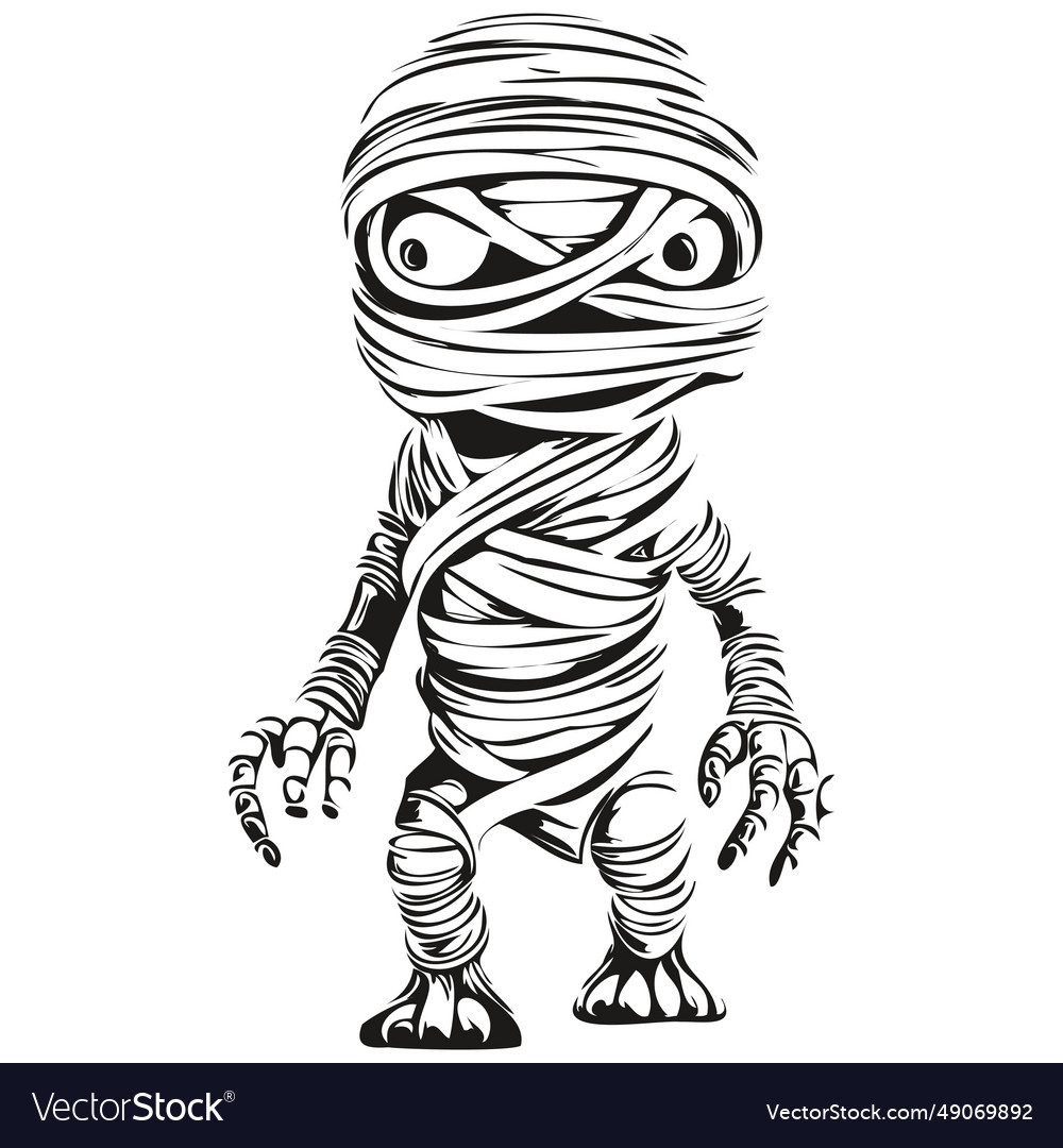 Halloween mummy in monochrome Royalty Free Vector Image