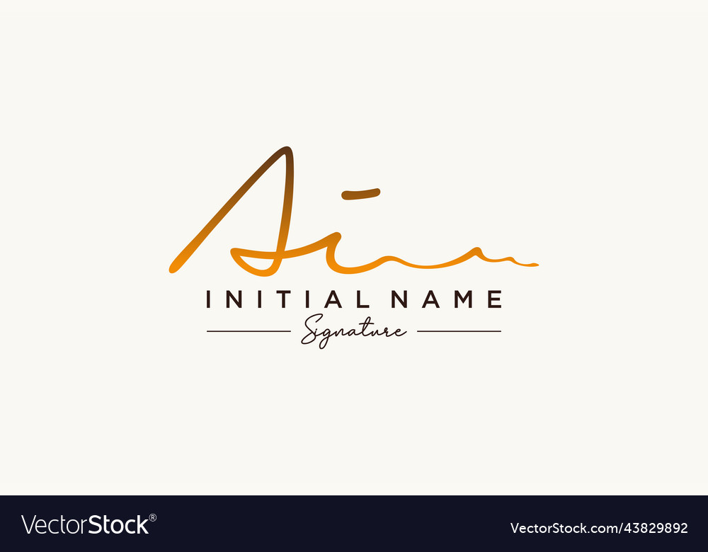 Initial ai signature logo template hand drawn