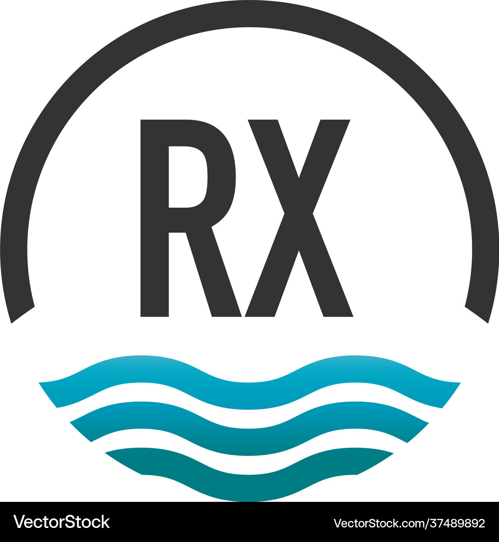 Initial letter rx creative circle beach and sun Vector Image