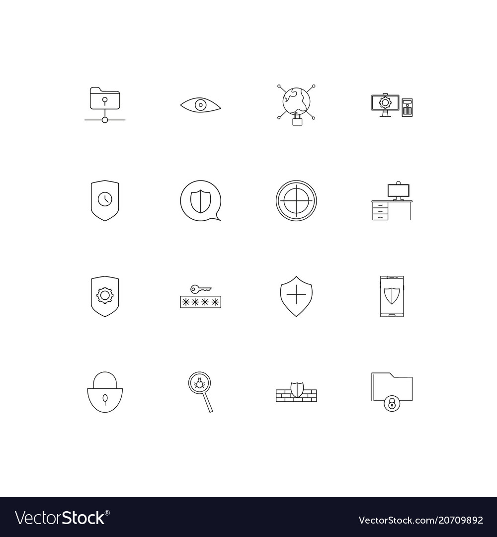 Internet security simple linear icons set