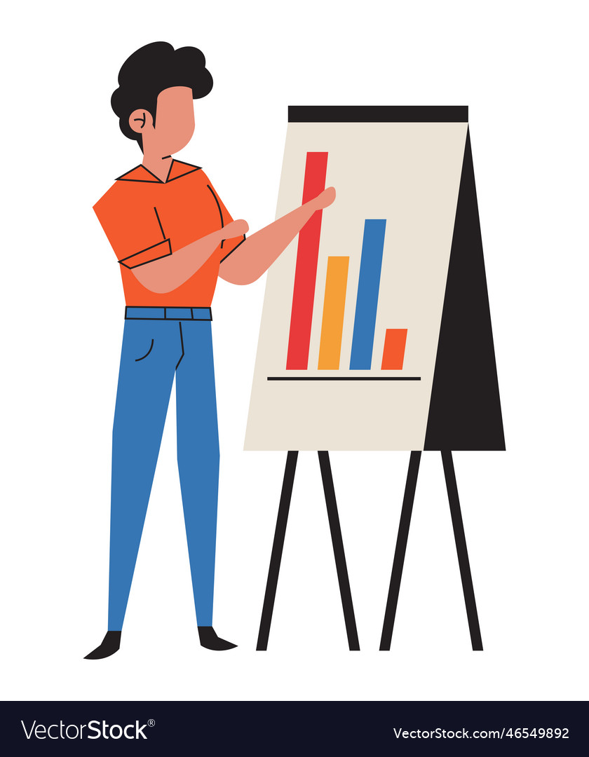 Man trainer with statistics