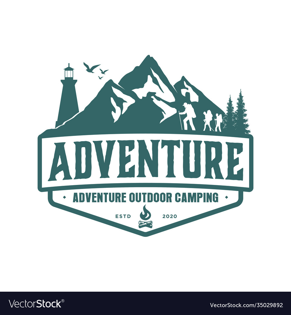 Mountain logo outdoor emblem circle - adventure Vector Image