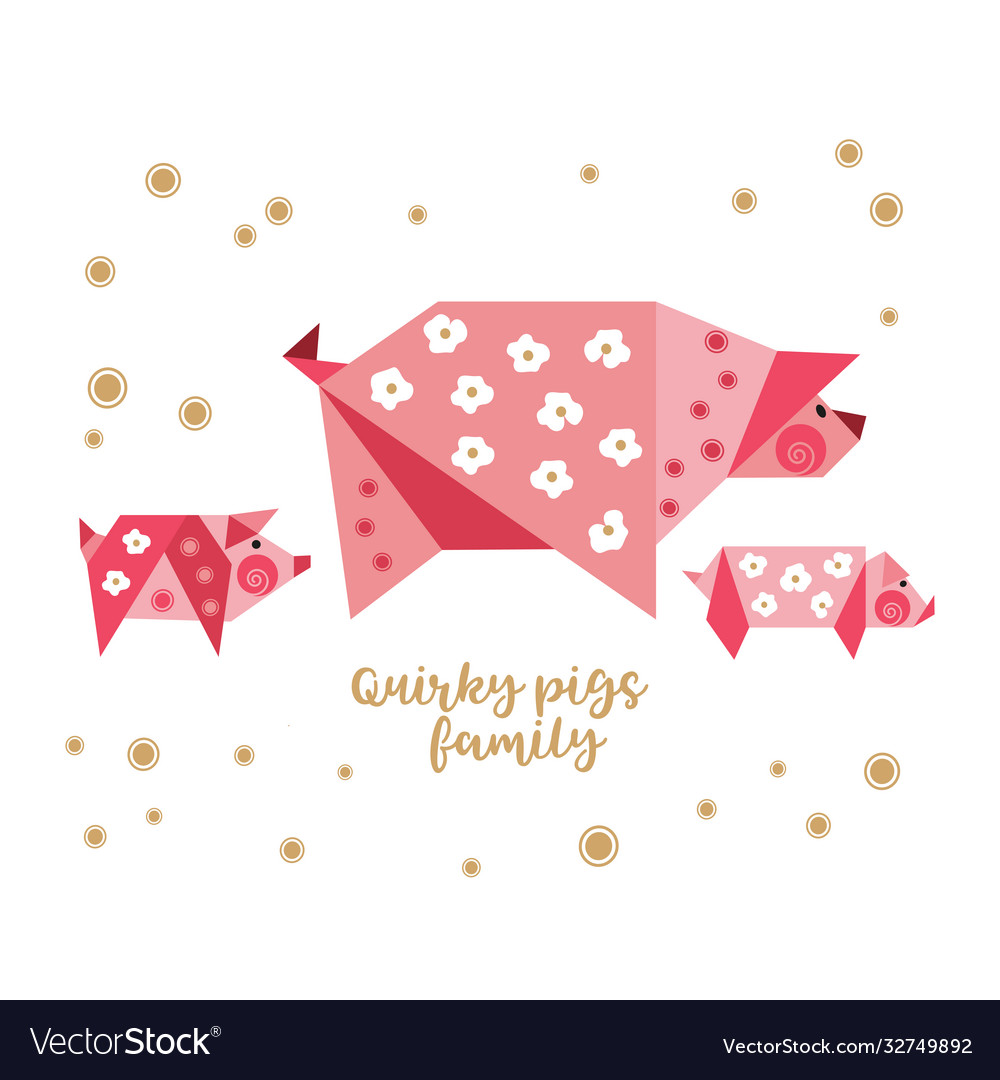 Quirky piggy origami pig icon