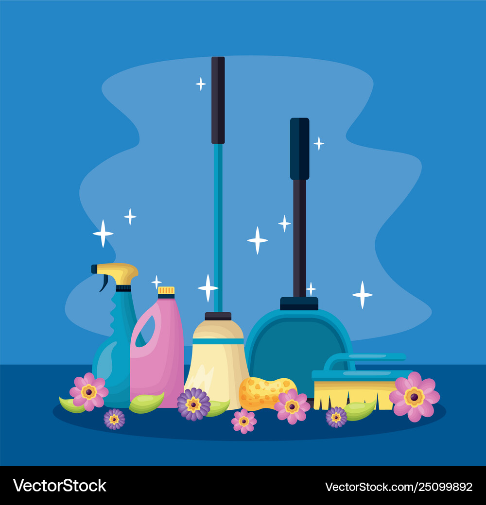 Spring cleaning tools Royalty Free Vector Image