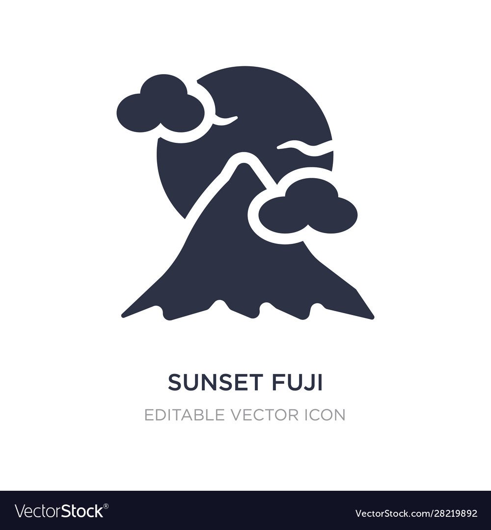 Sunset fuji mountain icon on white background