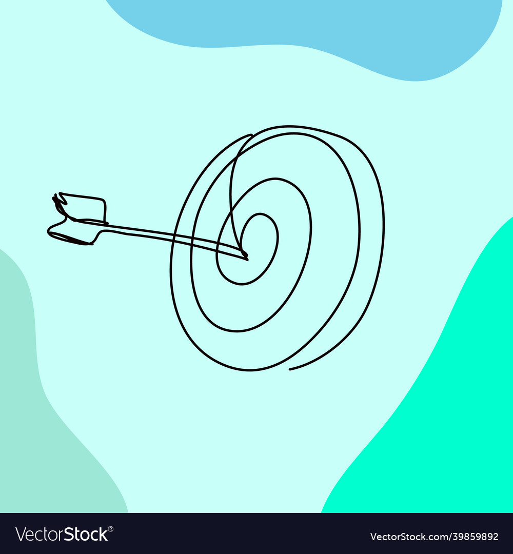 Target with arrow in continuous line drawing