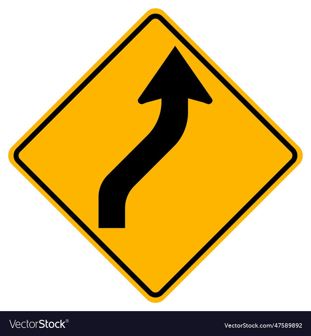 Warning signs double curve first to right Vector Image