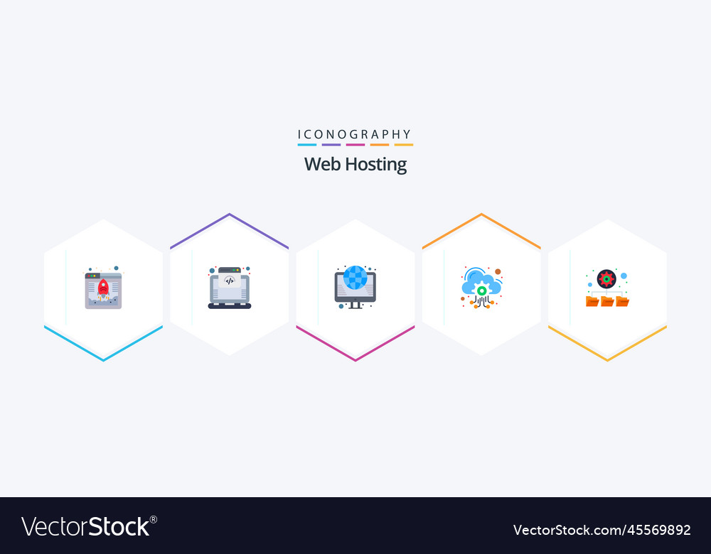 Web hosting 25 flat icon pack including database
