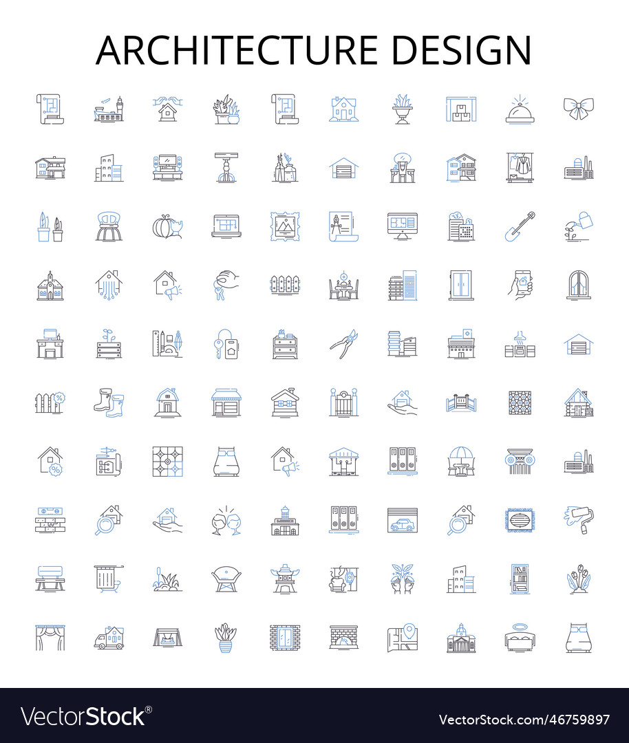 Architecture design outline icons collection