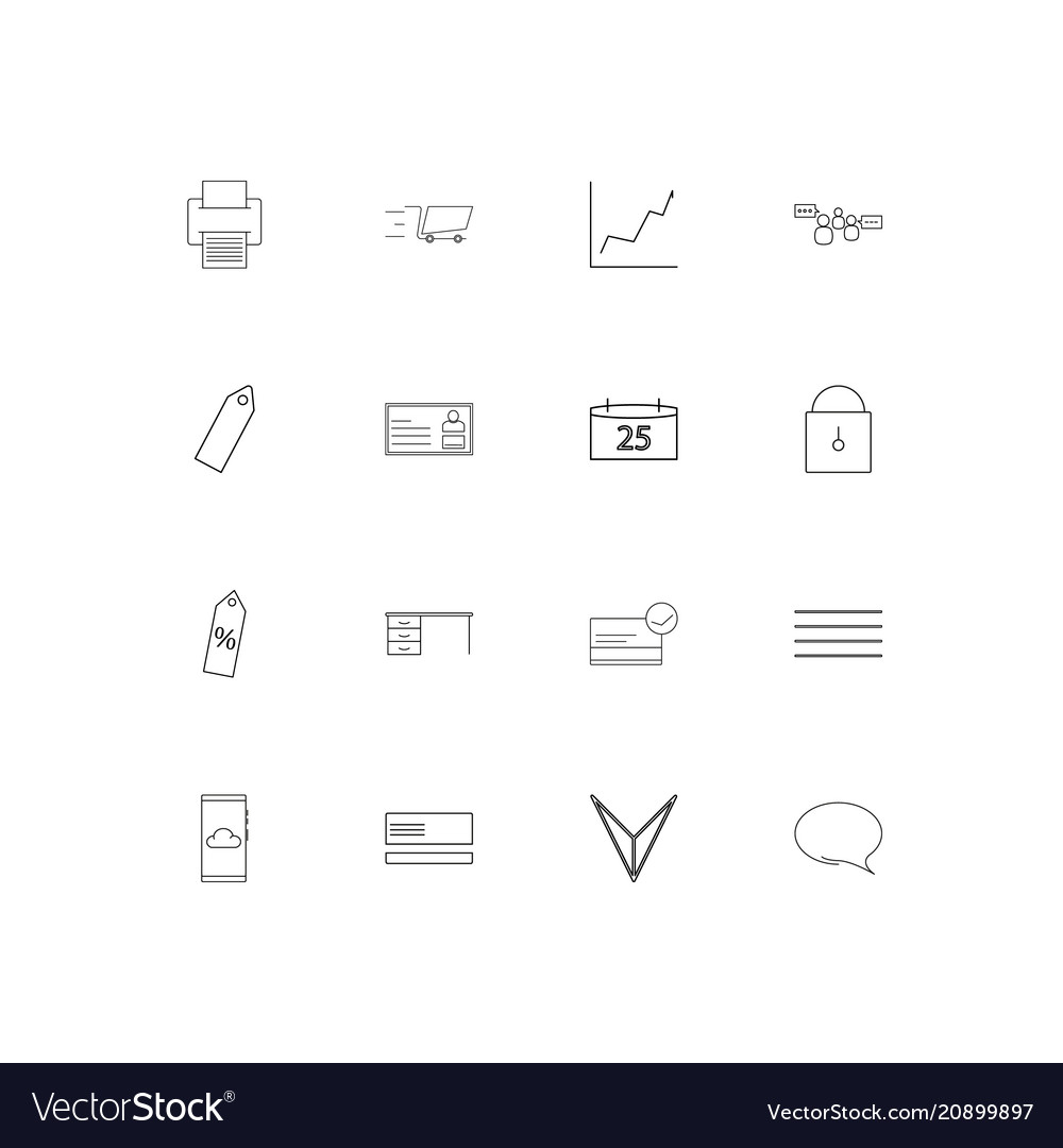 Business linear thin icons set outlined simple