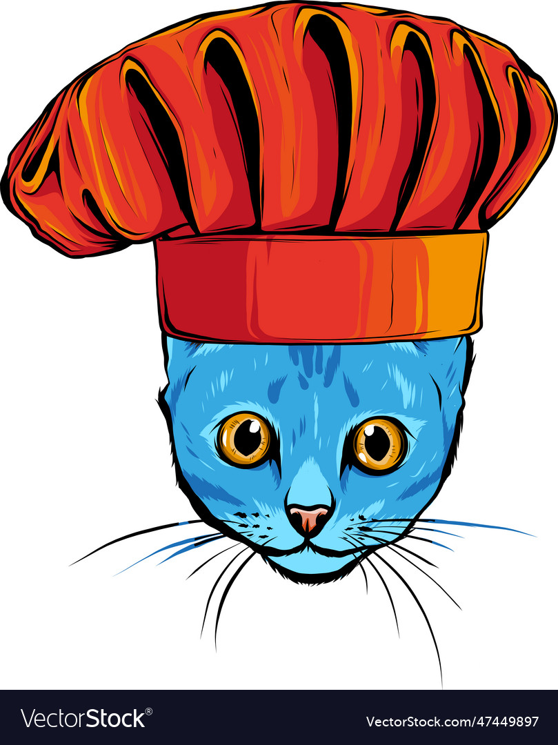 Cat Head With Chef Hat Royalty Free Vector Image