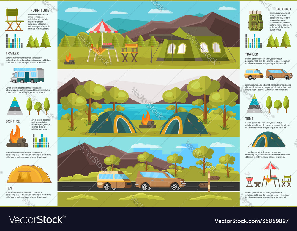 Bunte Reise Camping Infografik Vorlage