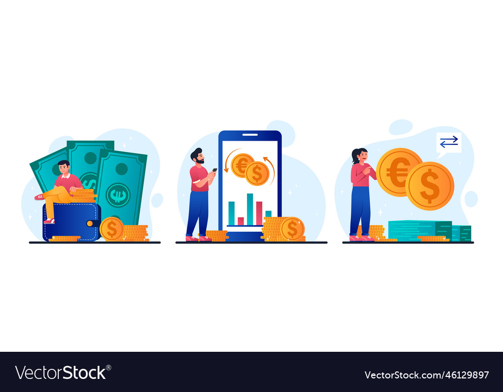 Currency trading set Royalty Free Vector Image