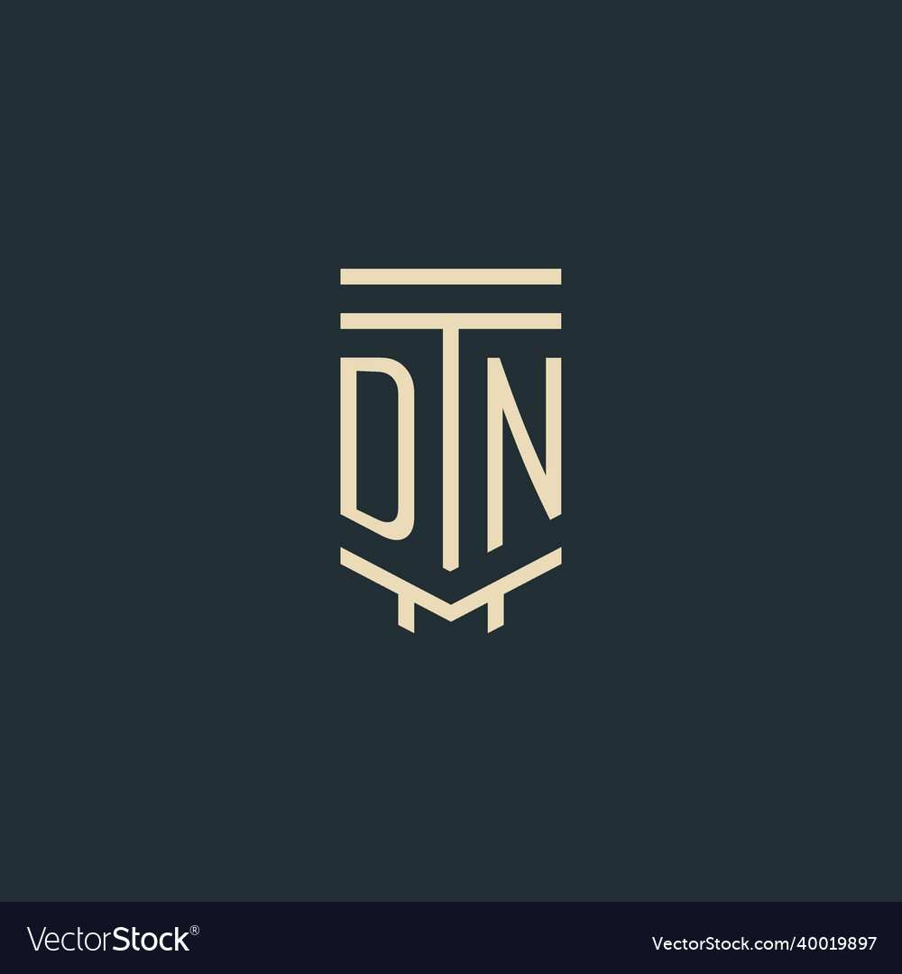 Dn initial monogram with simple line art pillar Vector Image Dn initial monogram with simple line art pillar