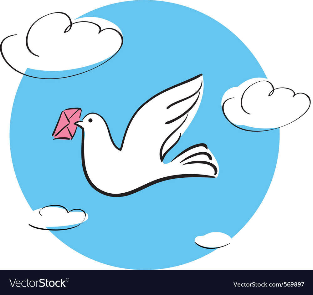 Dove with letter Royalty Free Vector Image - VectorStock