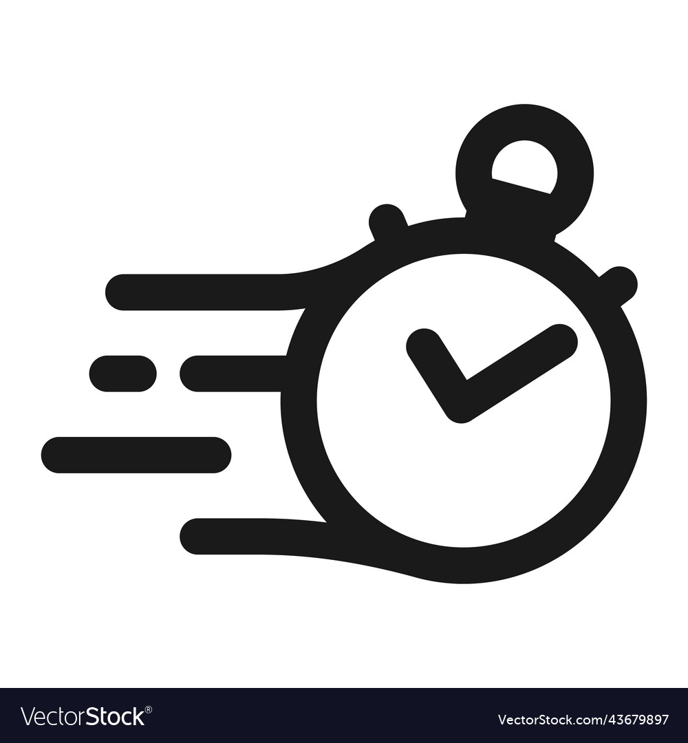 Fast time or stopwatch line icon speedometer vector image Fast time or stopwatch line icon speedometer