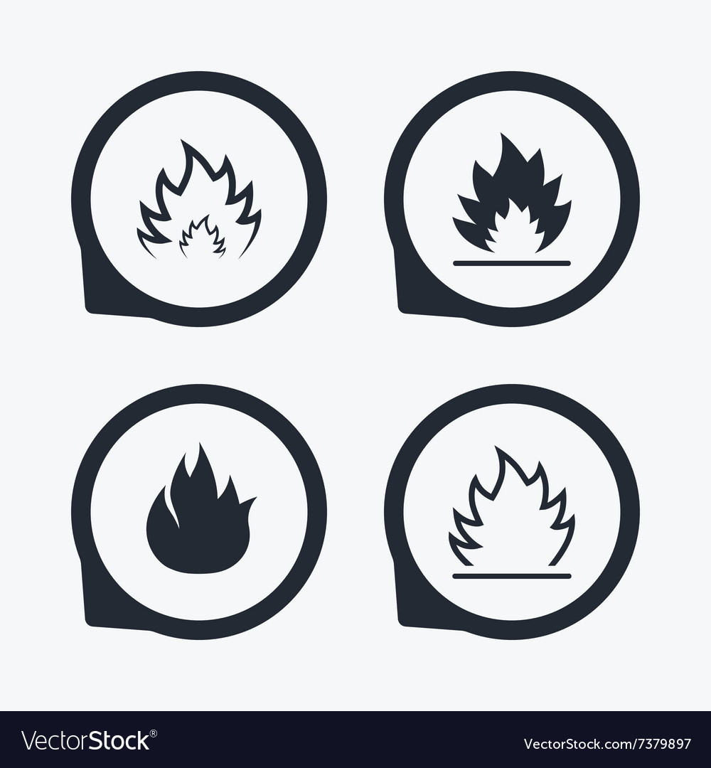 Fire flame icons heat signs