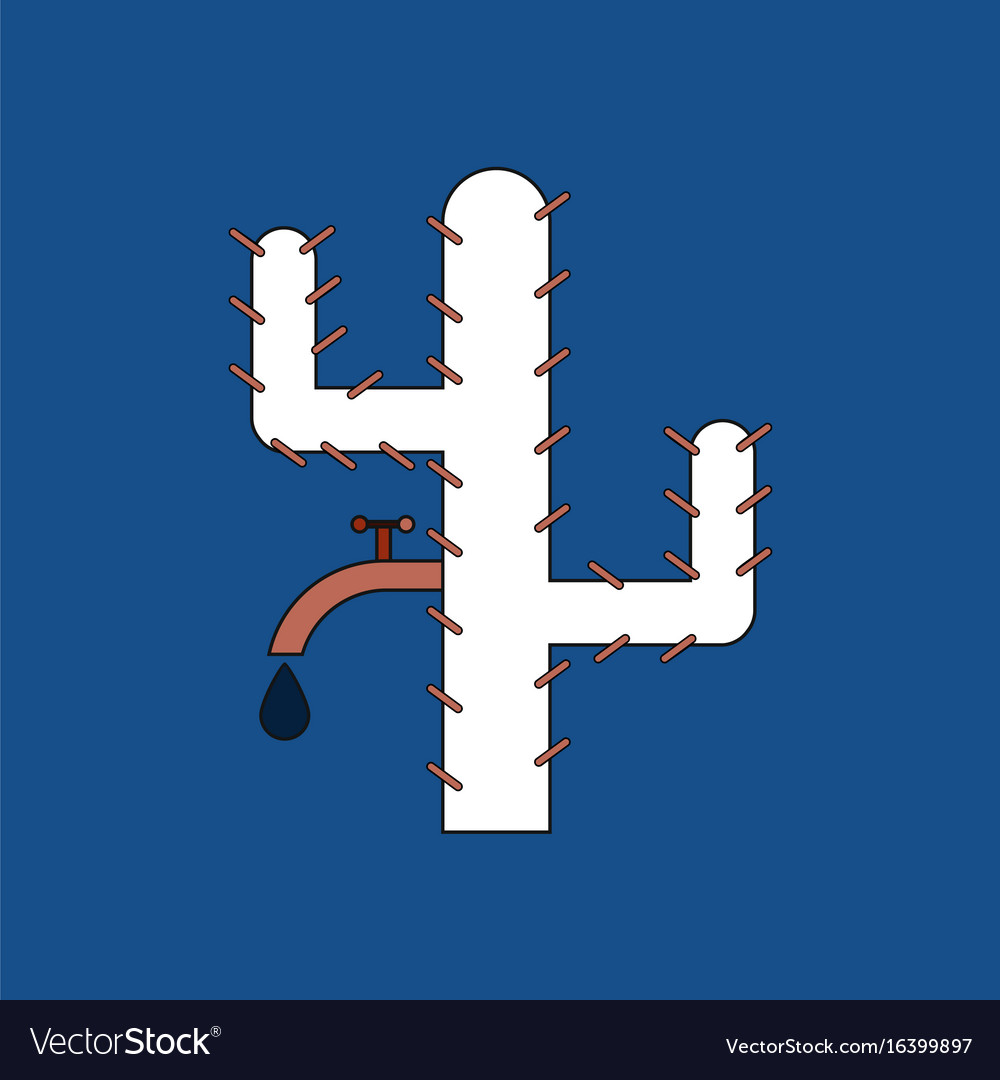 Flat icon design collection cactus with crane