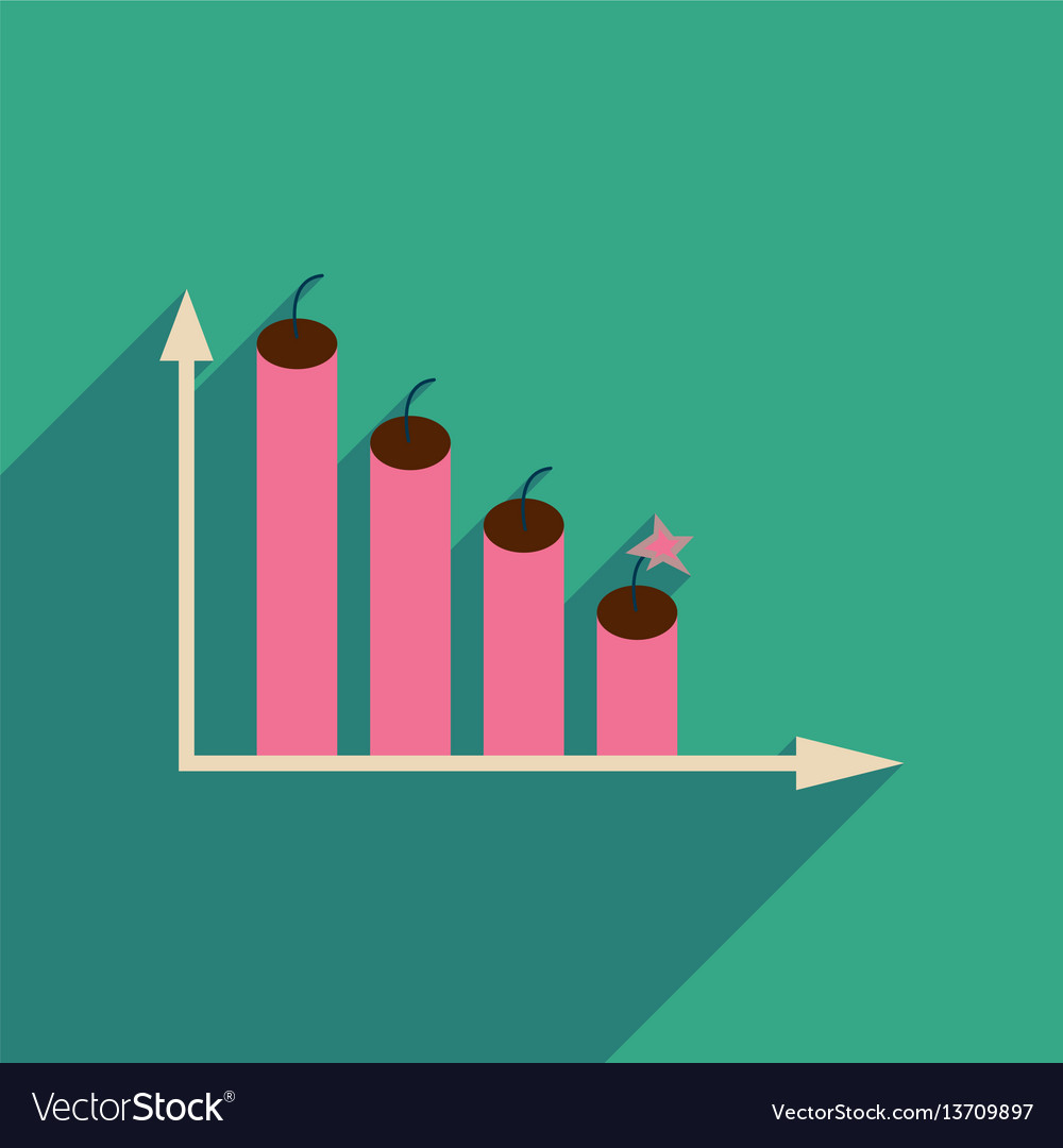 Flat web icon with long shadow graph