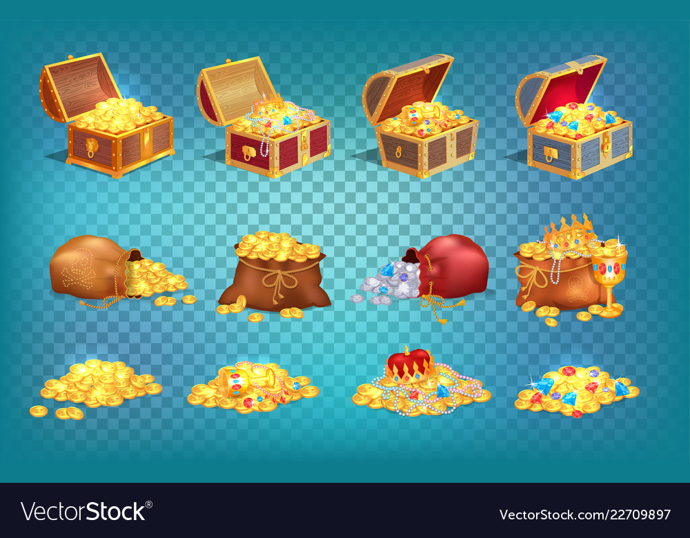 Gold Treasure Chests and Bags