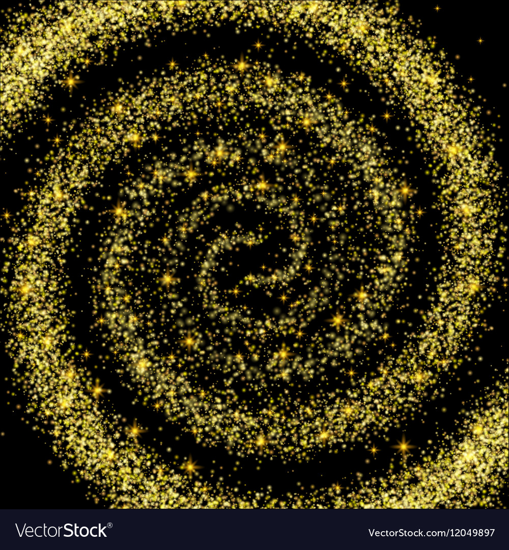 Golden spiral spilling gold dust on a black