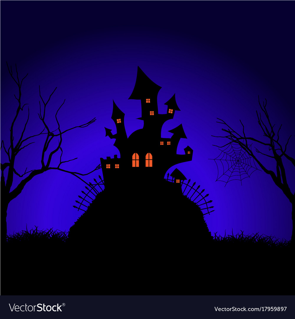 Halloween spooky castle background Royalty Free Vector Image