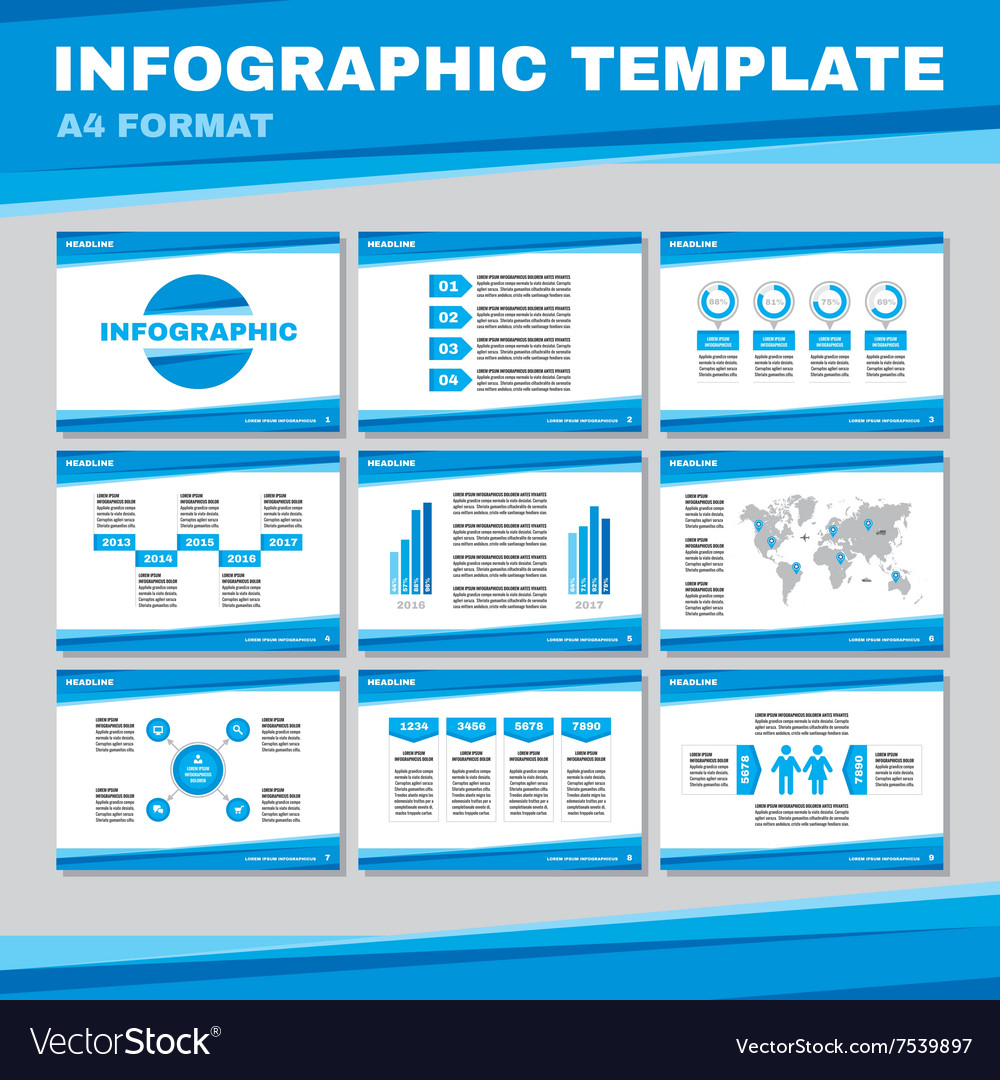 Infographic Template In Blue Color Royalty Free Vector Image