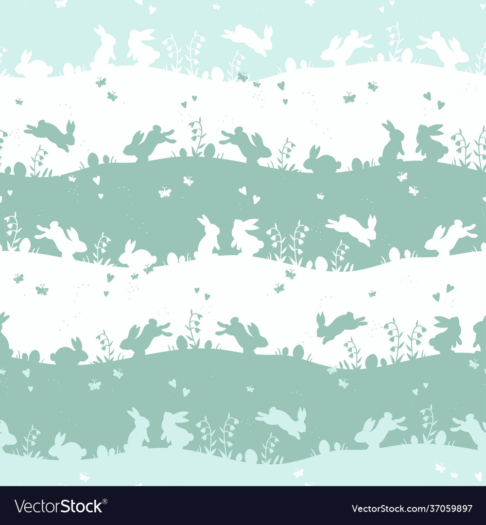 Lovely hand drawn easter bunnies seamless pattern