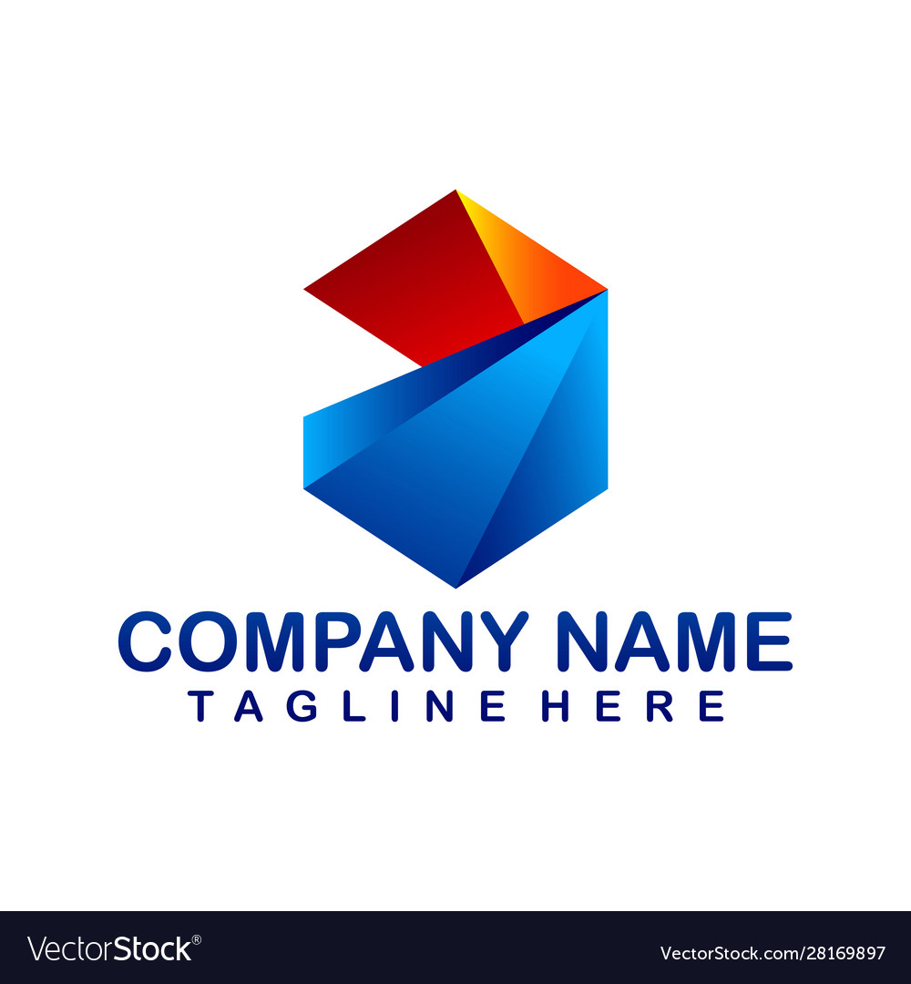 Polygonal hexagonal icon in two color design