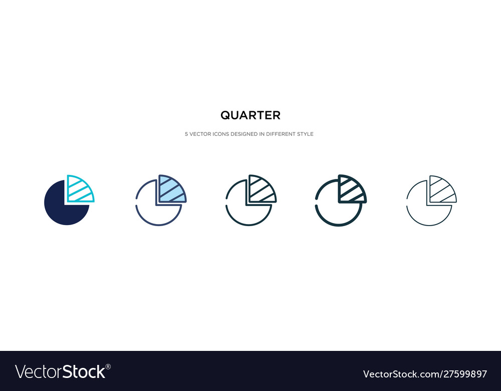 Quarter icon in different style two colored vector image Quarter icon in different style two colored