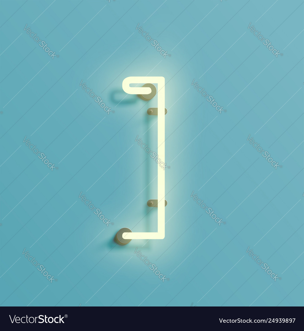 Realistic neon character from a fontset vector image Realistic neon character from a fontset