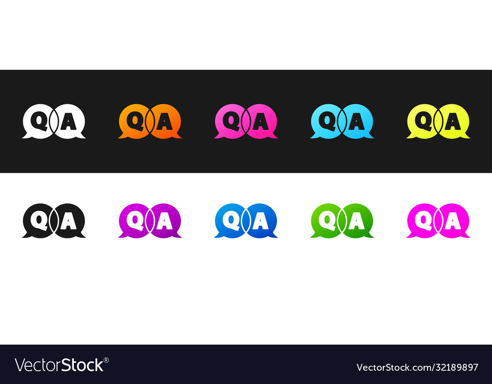 Set speech bubbles with question and answer icon vector image Set speech bubbles with question and answer icon