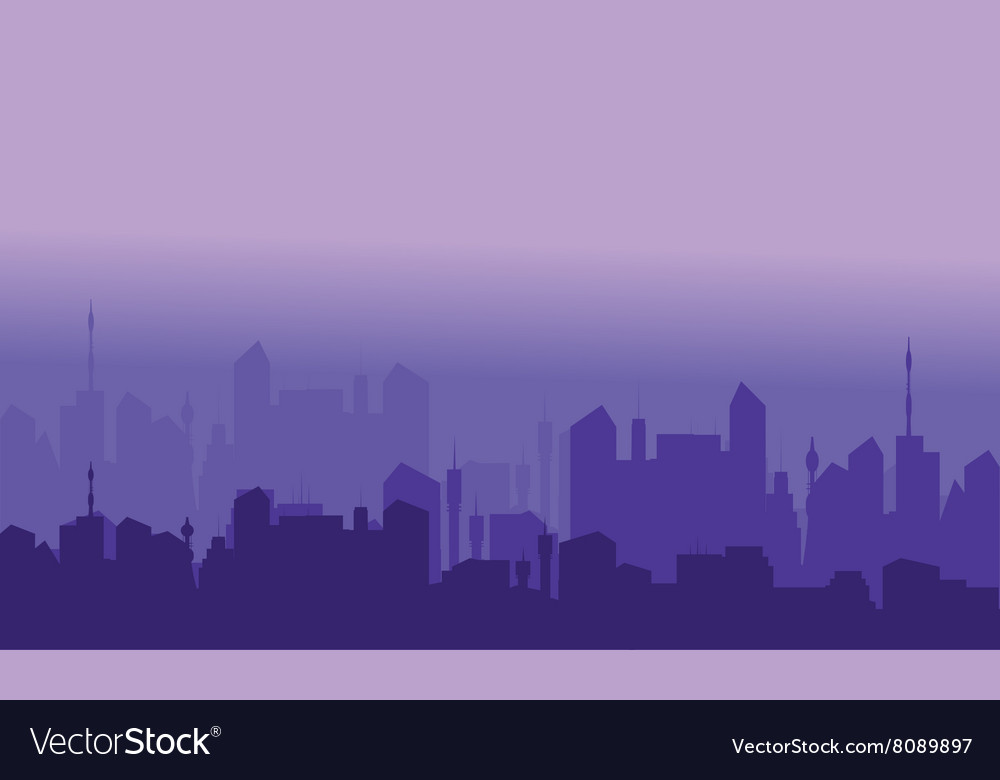 Silhouette Of City With Purple Color Royalty Free Vector