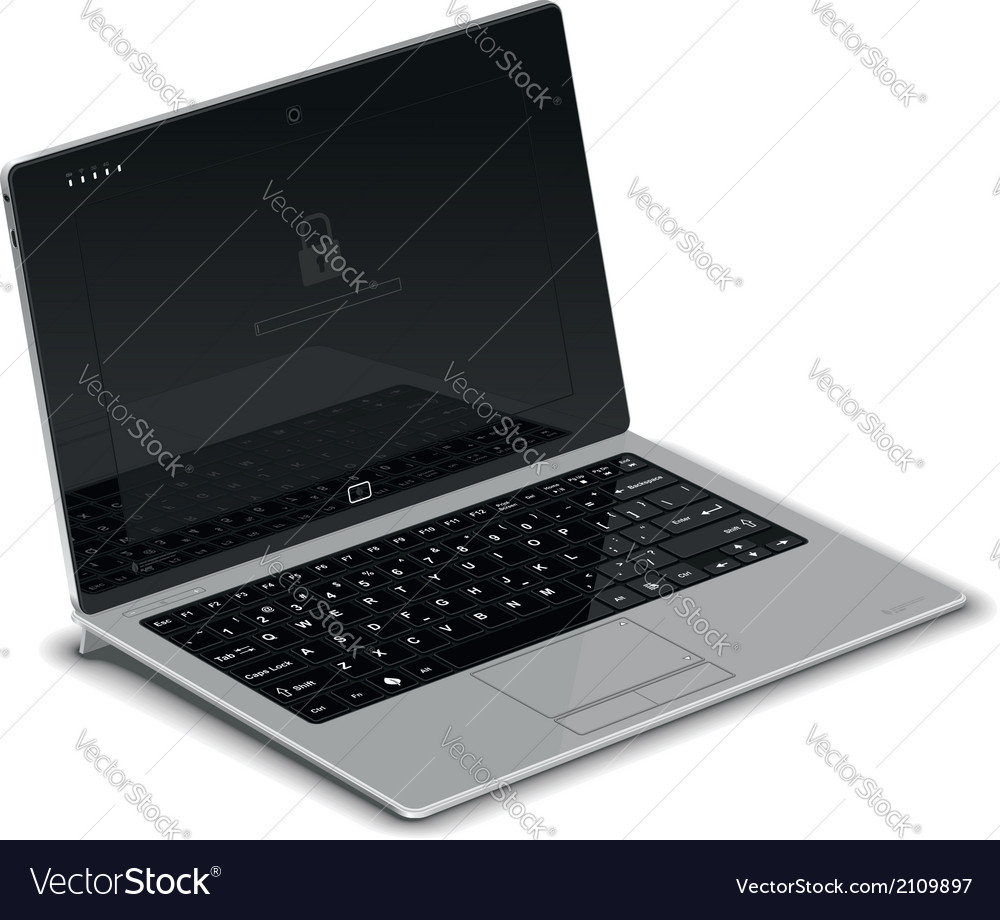 Silver Tablet with Keyboard Dock - Side View